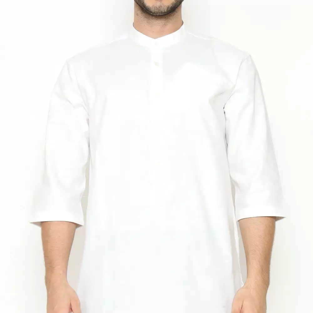 AMK Kemeja Koko Kurta Pria Lengan Panjang KK Bachtiar 3/4 White
