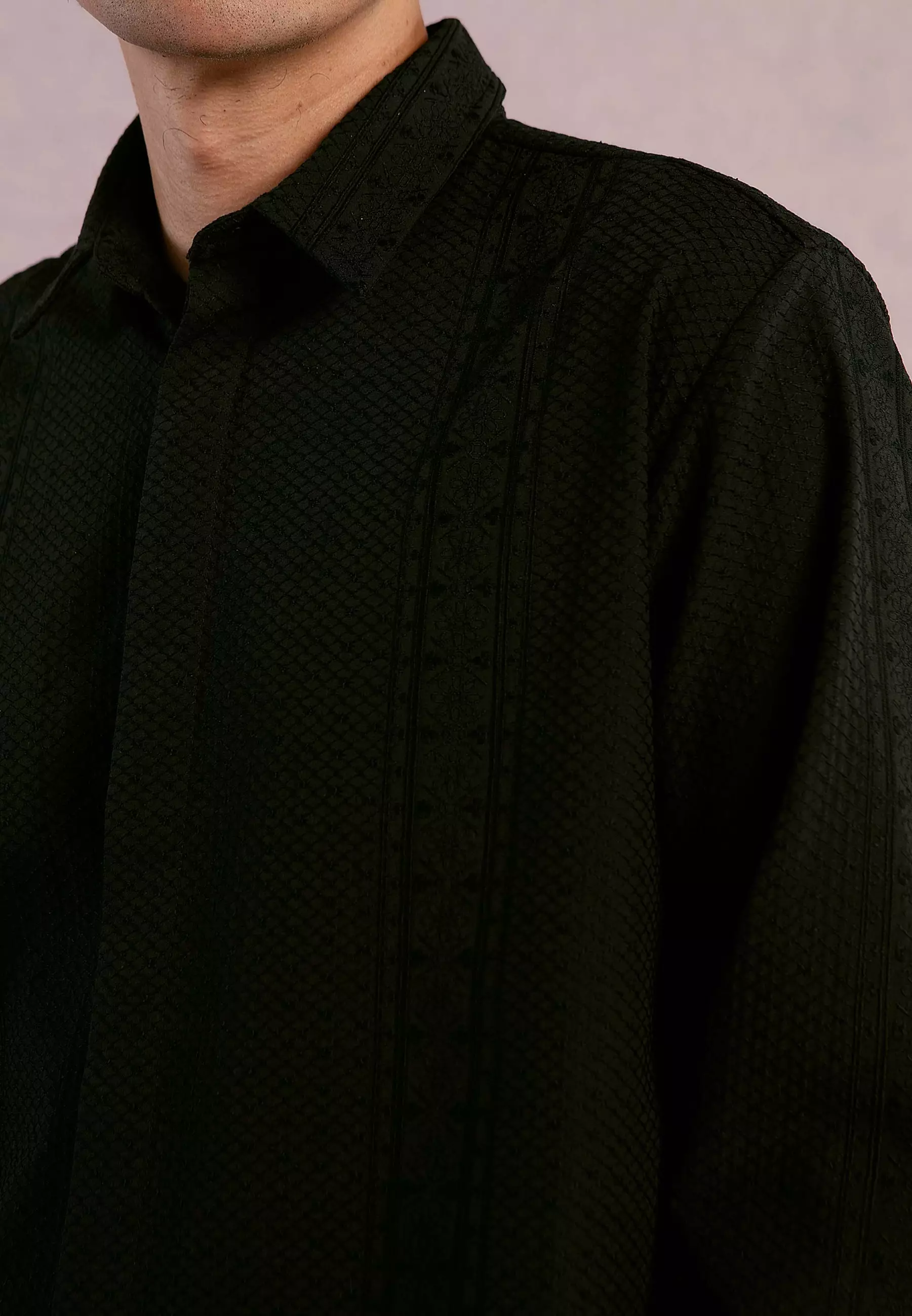 HijabChic x Tiqasya Luca Caviar Black Koko - Koko Lebaran Sarimbit Katun Premium Lembut Polos Lengan Panjang