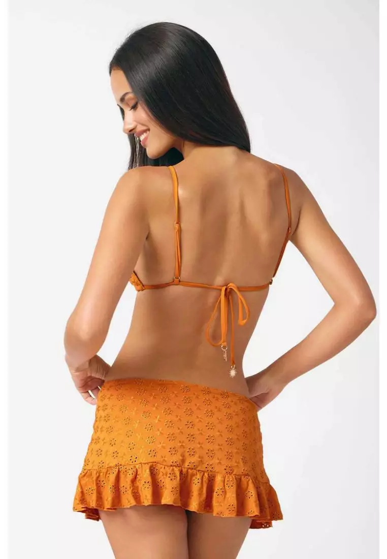Cynthia Triangle Bikini Top / Caramel Eyelet
