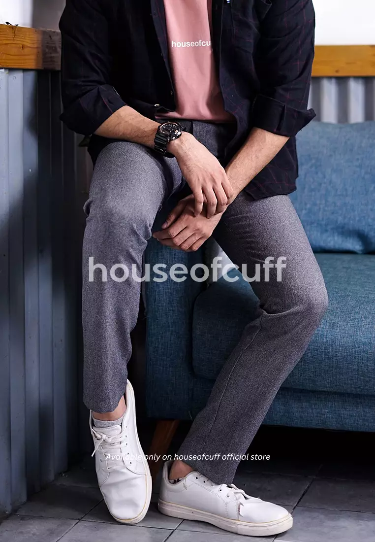 Houseofcuff Celana Bahan Formal kerja kantor polos Slim fit Big Size Medium Grey Trouser