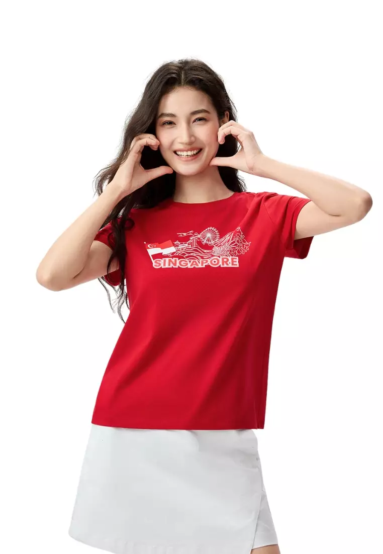 Giordano Women NDP 2026 Collection Regular Fit Crew Neck Graphic T-Shirt (Singapore National Day Parade Collection)