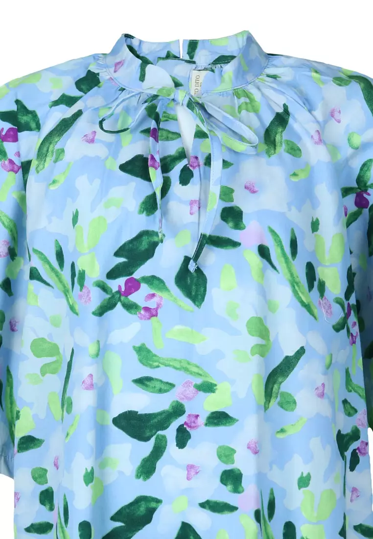 Pito Dito Girl Cyrano Dress Anak Multicolor Motif Daun - Size 4
