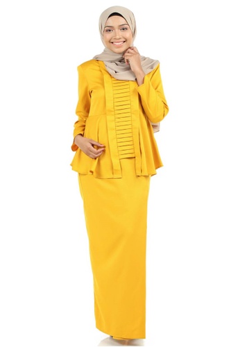 Marzia Kebaya Peplum with Pleats from Ashura in Yellow