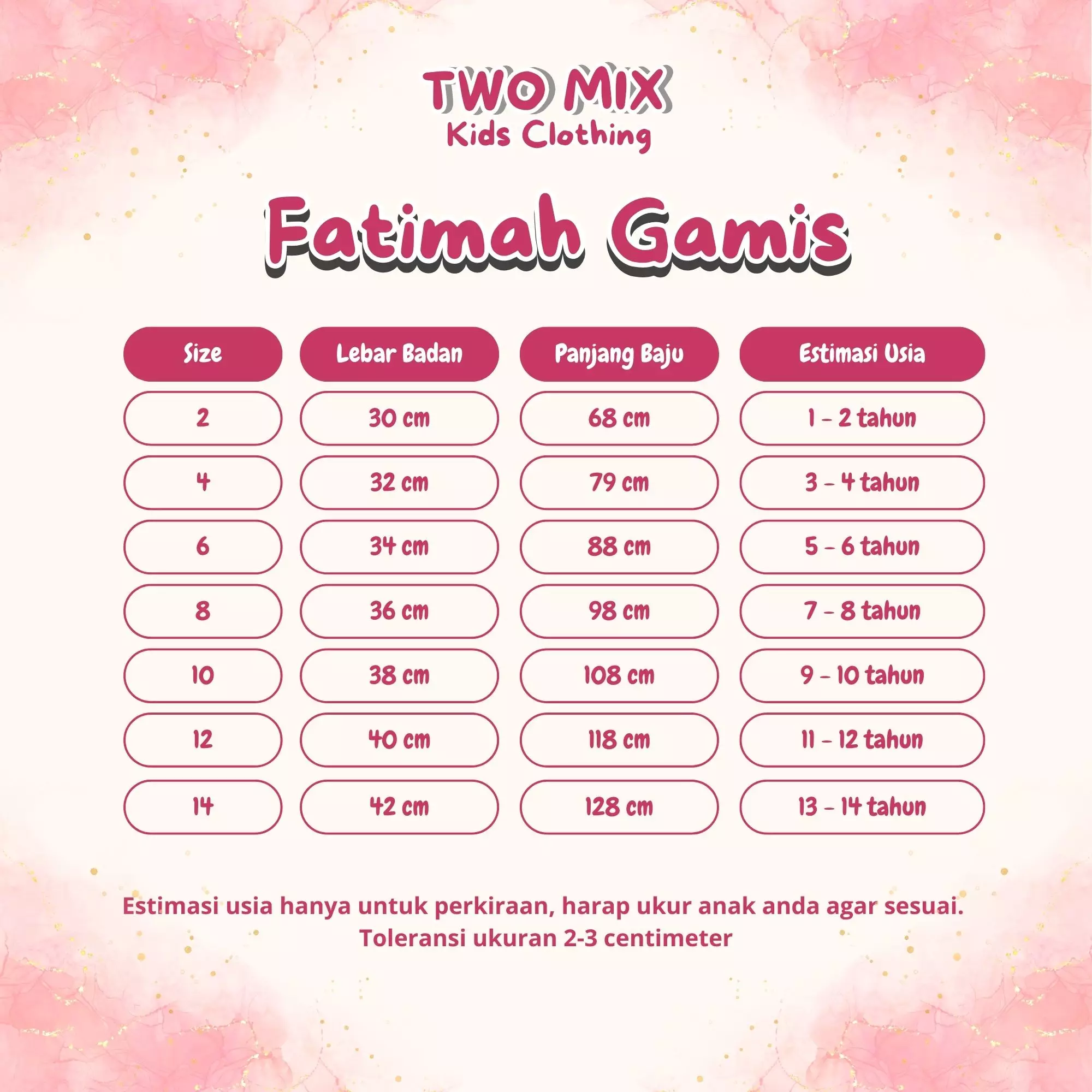 Two Mix Fatimah Baju Dress Gamis Anak Perempuan 1-12 Tahun 4430