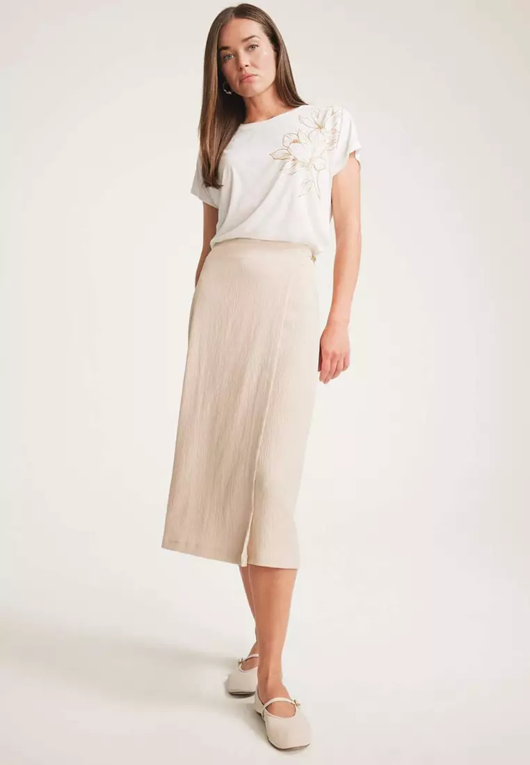 Regular Fit Basic Plain Midi Skirt
