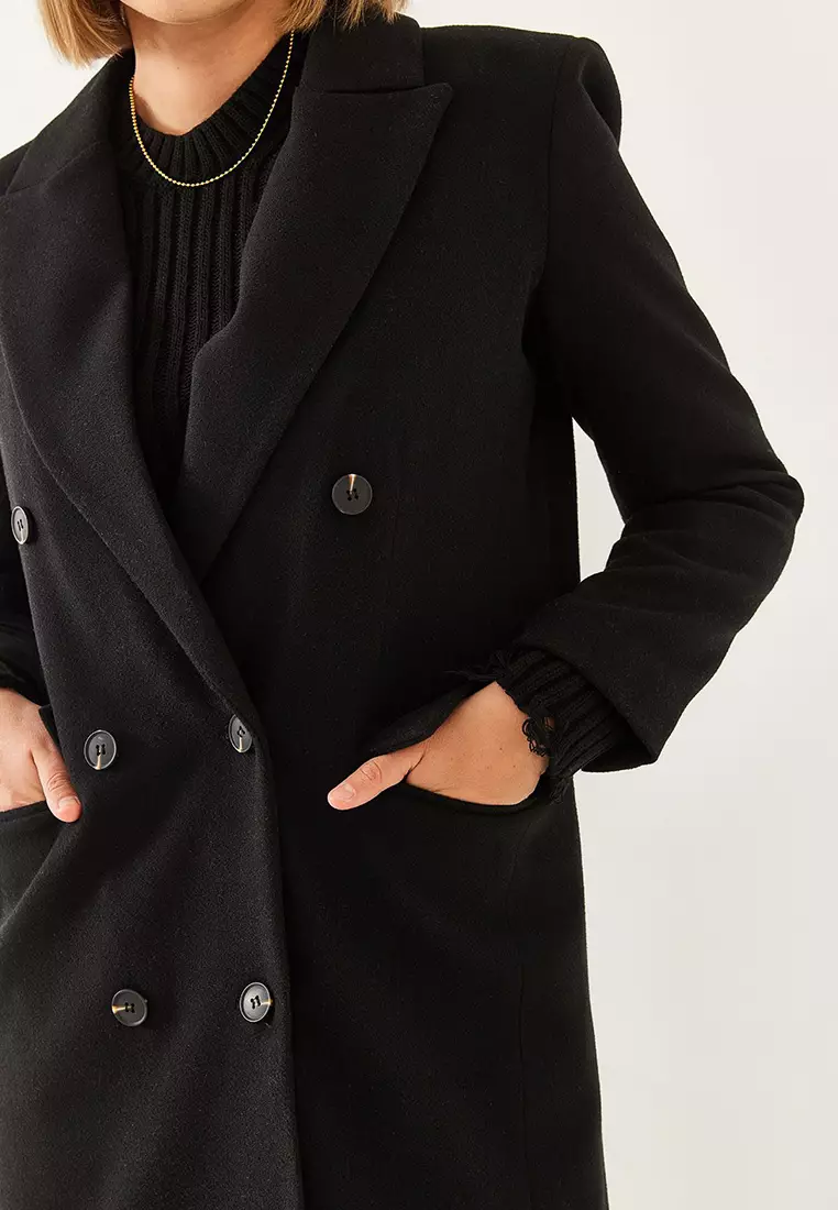 Women's Buttoned Sleeve Cashmere Coat 8100 60351082