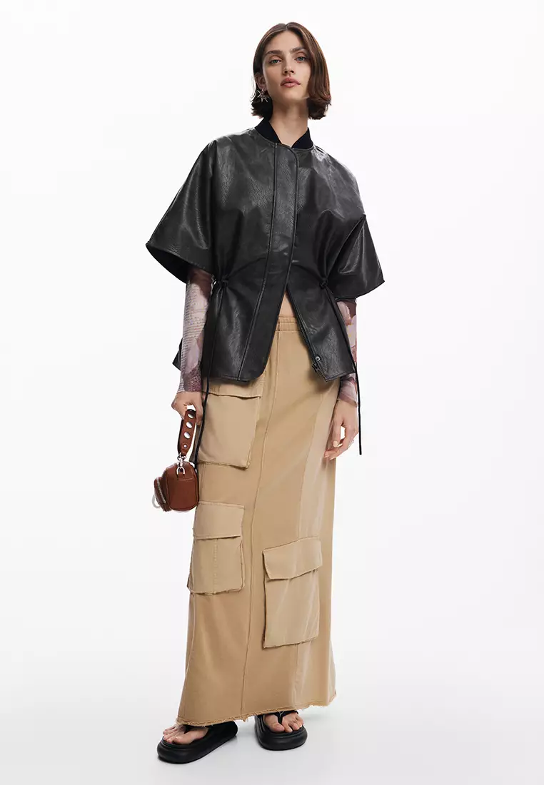 Desigual Woman Long cargo knit skirt.