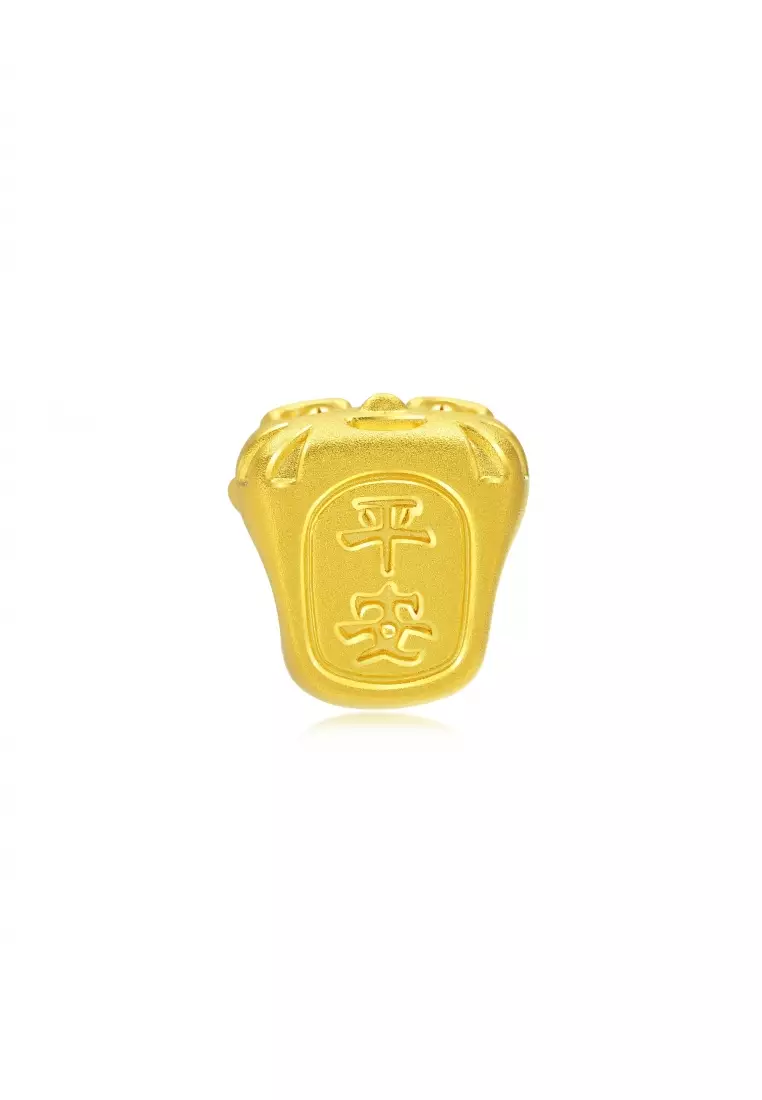 999 24K Solid Gold Tiger Lionhead Shoe Blessing Charm 90049C (Bracelet not included)