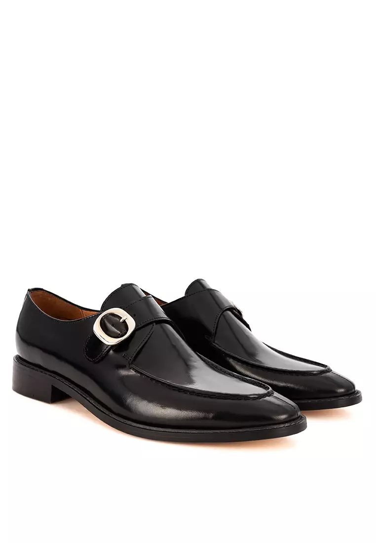 Fiyero Black Single Monk Strap Shoes