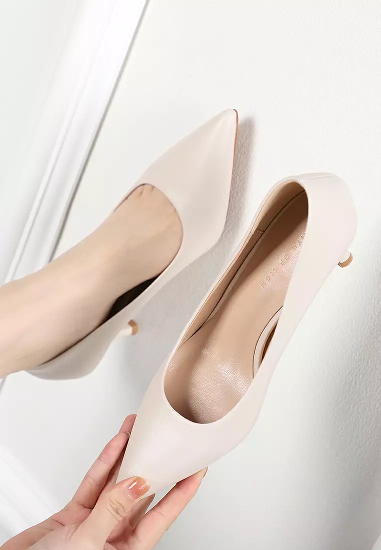 6.5CM Microfiber Leather Pointy Pumps 2065-2