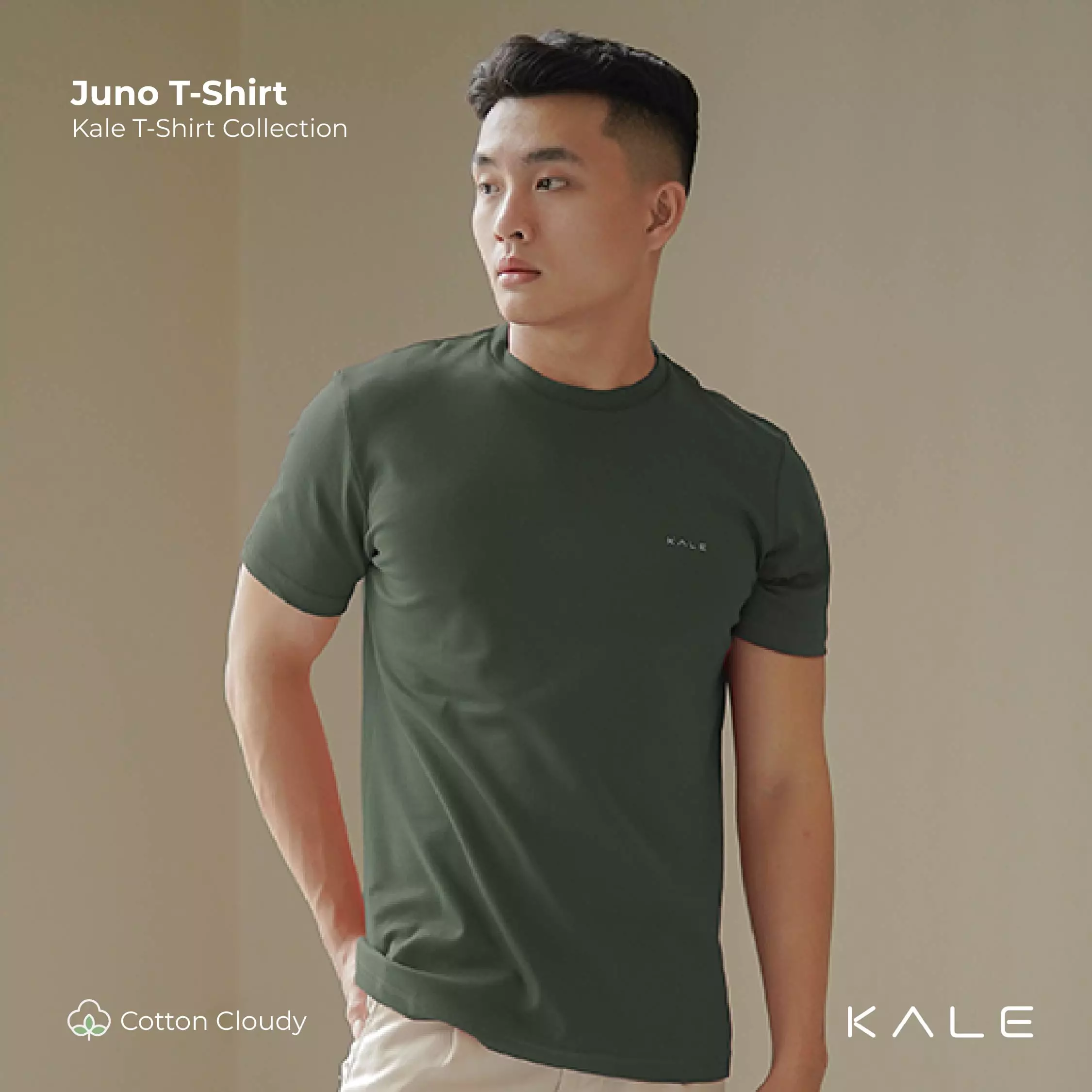 Kale JUNO GREEN/ Cotton Cloudy / Atasan Kaos Pria / Kaos Basic Pria