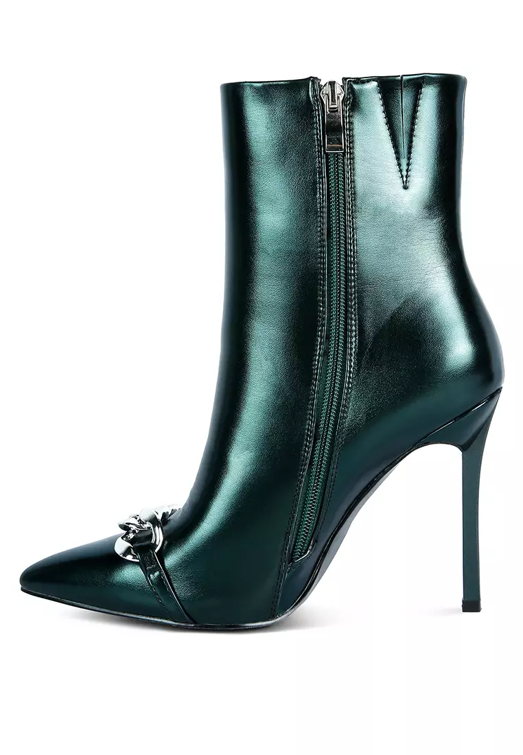 Green metallic ankle boots online