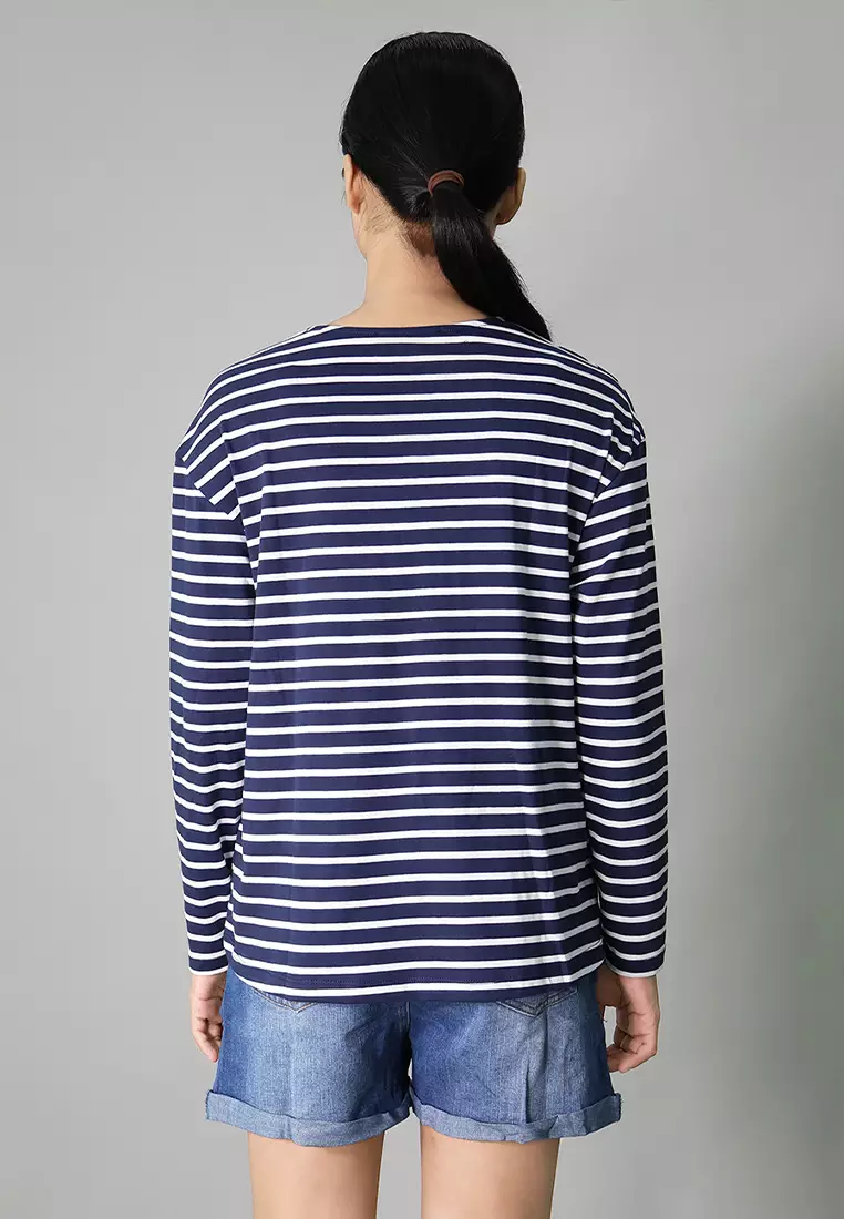 Dark Blue Maternity & Nursing Long Sleeve Top