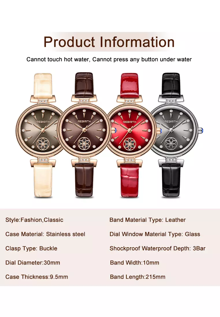 Jam Tangan Wanita Berlian Anggun Anti Air Kuarsa Tali Kulit Gaya Korea Jam Tangan Cewek warna hitam