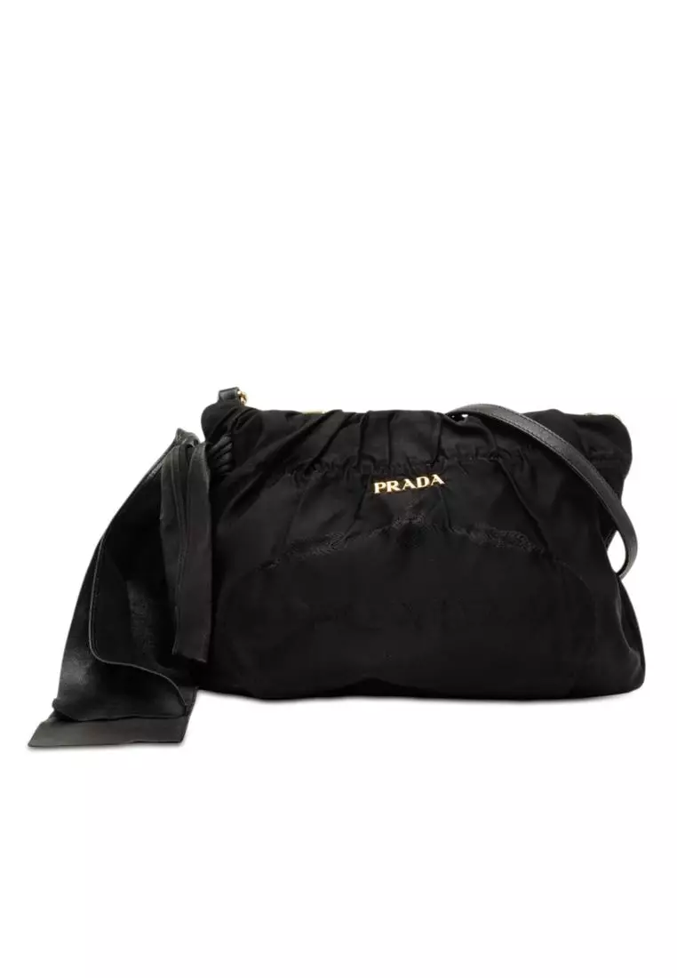 Pre-Loved Prada Tessuto Canapa Logo Bow Crossbody