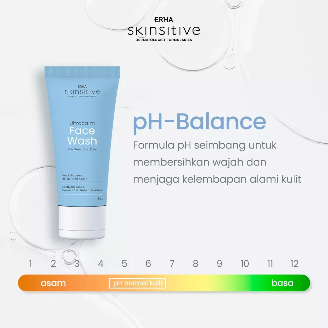 ERHA Skinsitive Ultracalm Face Wash 80g | Sabun Cuci Muka Semua Jenis Kulit (Normal - Sensitif) dengan Panthenol, Aloe Vera Extract | Melembapkan, Kulit Tidak Ketarik | PH Balance, Hypoallergenic, Gentle, Calming | Memperkuat Skin Barrier