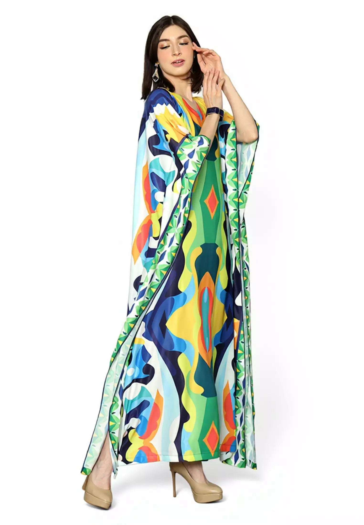 Kanzi Collection Short Sleeve Modern Abstact Kaftan