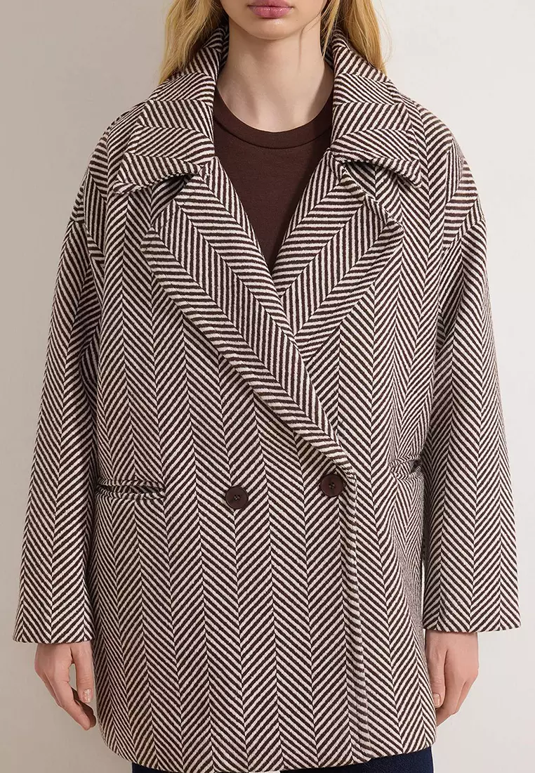 Mink Oversize Diagonal Mono Closure Midi Cashmere Coat Twoaw26Kb75