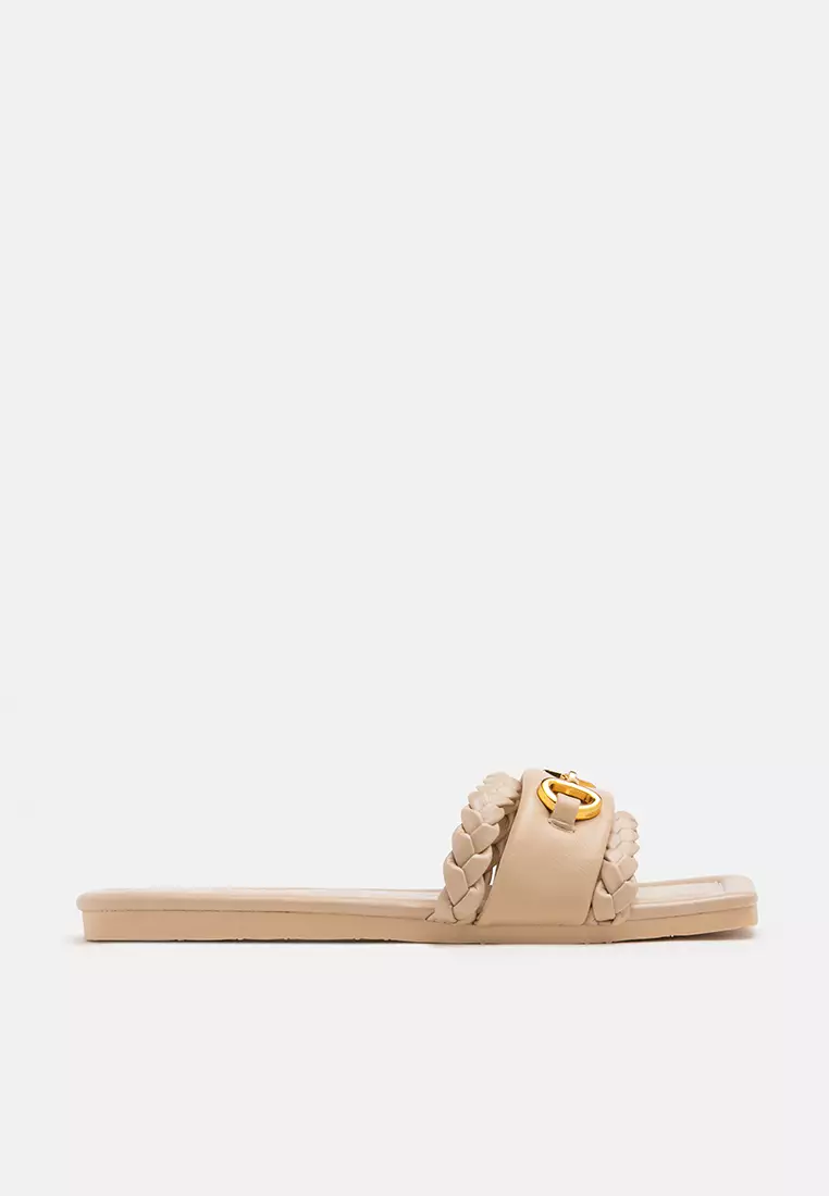 Discount on Pazzion  shoes - SKU: Dione Braided Horsebit Sandals Almond