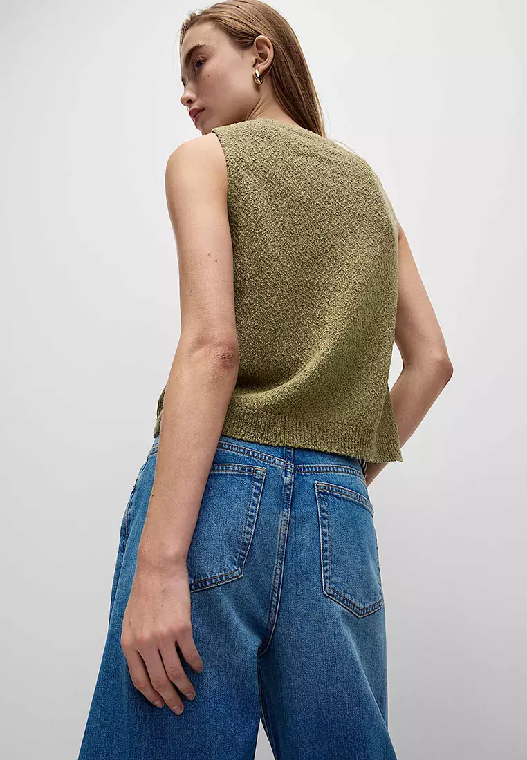 Cotton Rich Textured Knitted Vest