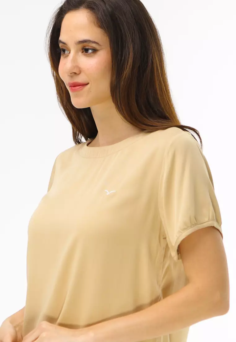 Plain Single Bold Twill Short Sleeve Blouse