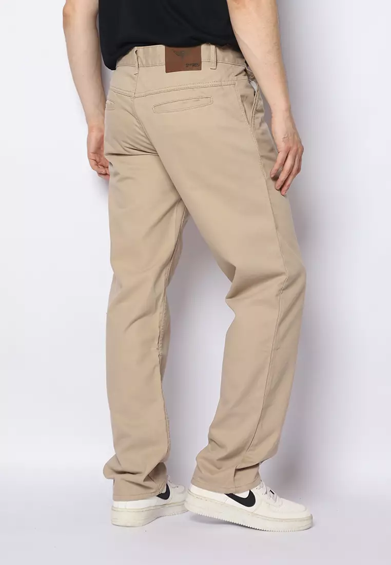 Twill Celana Panjang Pria Slim Fit Charming Khaki Muda 122508