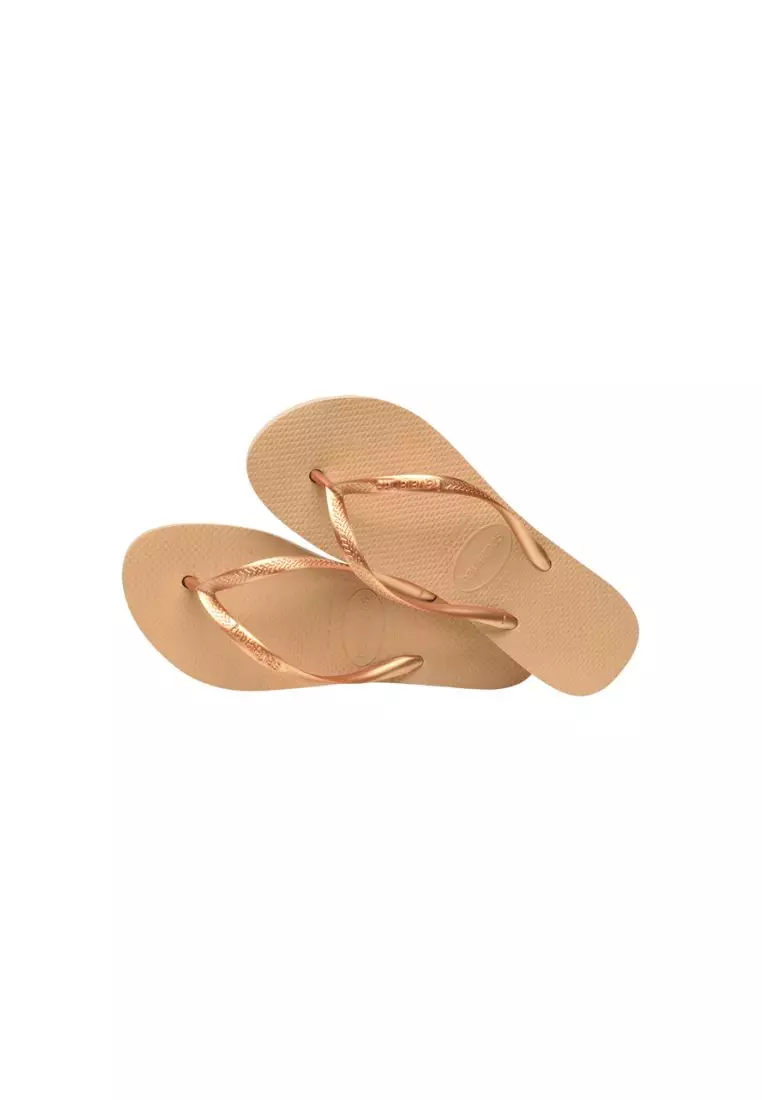 Women Slim Flatform Flip Flops - Golden