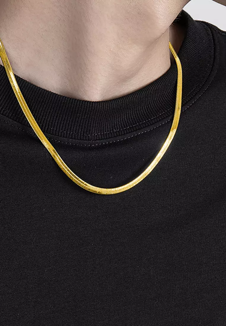 Kalung Pria Wanita Titanium Snake Bone Style Anti Pudar Fashion Cool gold color