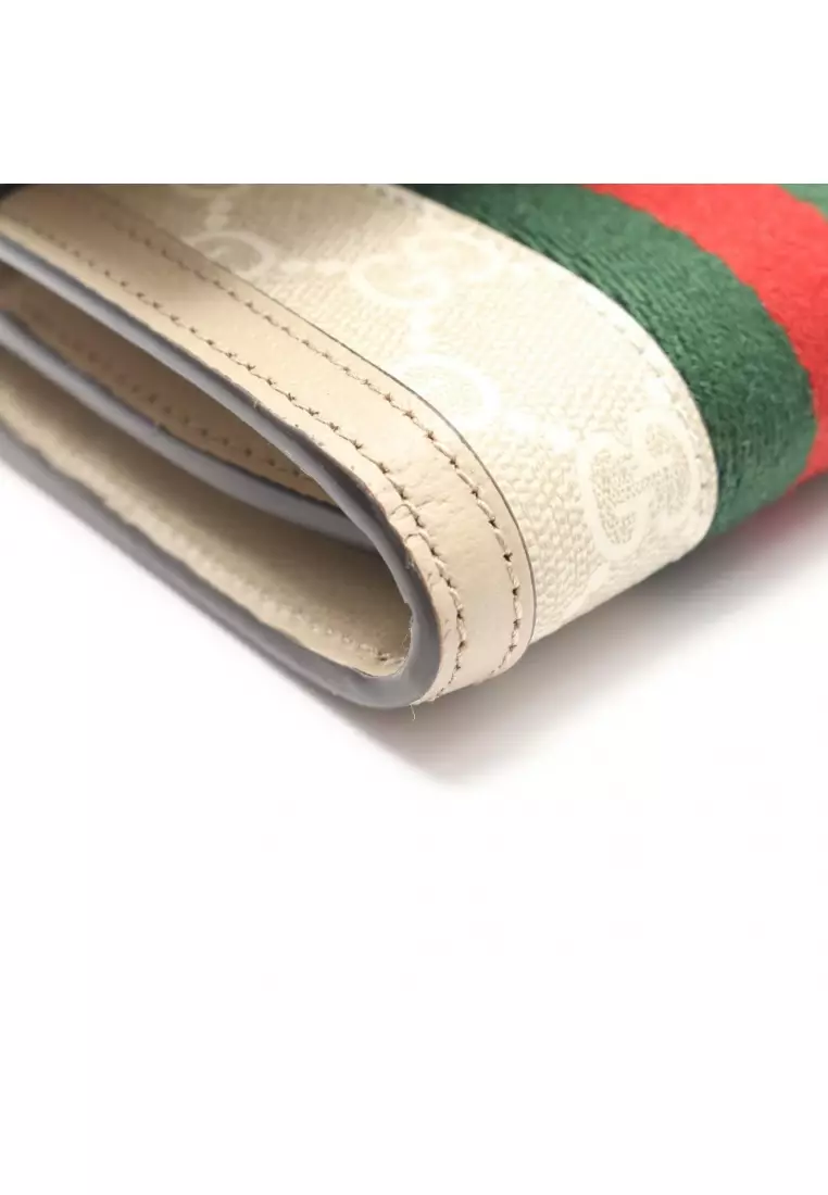 Pre-Loved Gucci Ophidia GG wallet sherry line Bi-fold wallet PVC leather beige multicolor