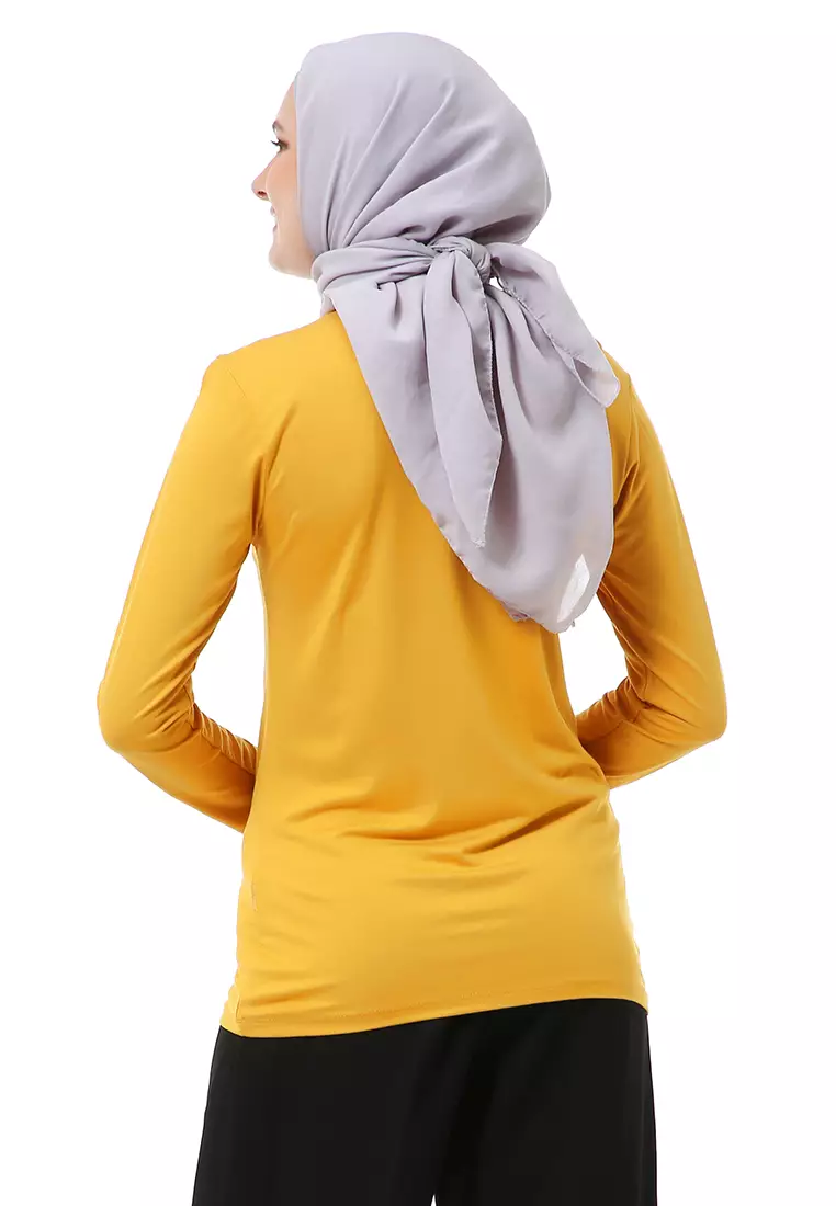 Zlora Manset Atasan Wanita Motif Polos Long Sleeve Reguler Fit - Mustard