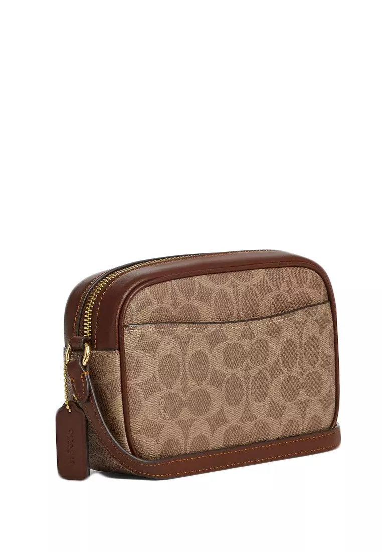 Mini Jamie Camera Bag In Signature Canvas - Tan/Brown