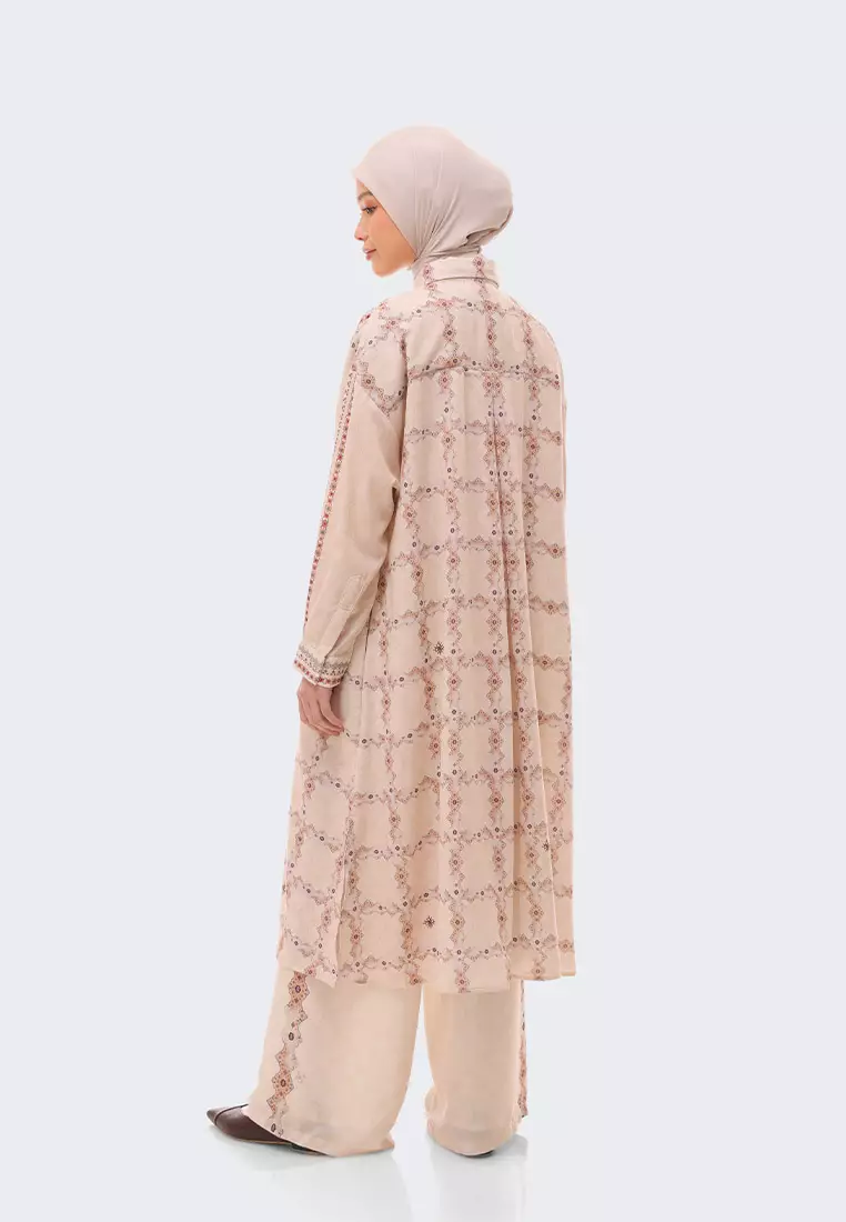 Ria Miranda Cannoli Cream Sazain Tunic Set