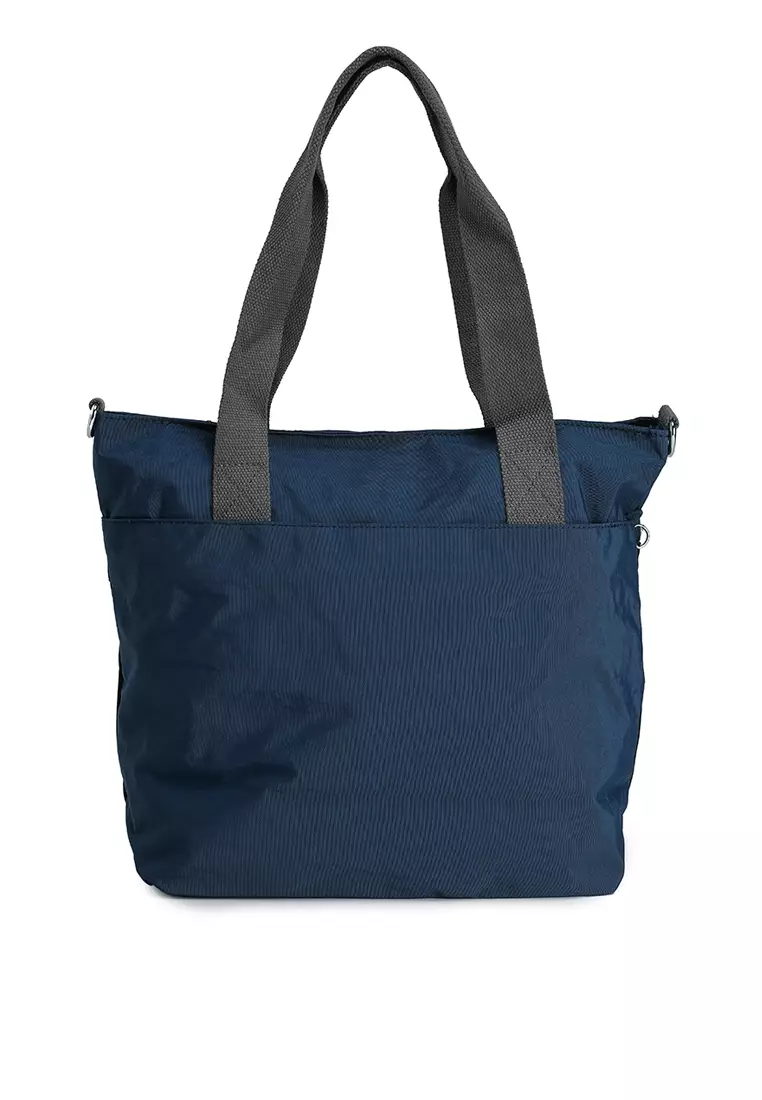 Colour Block Nylon Convertible Tote Bag