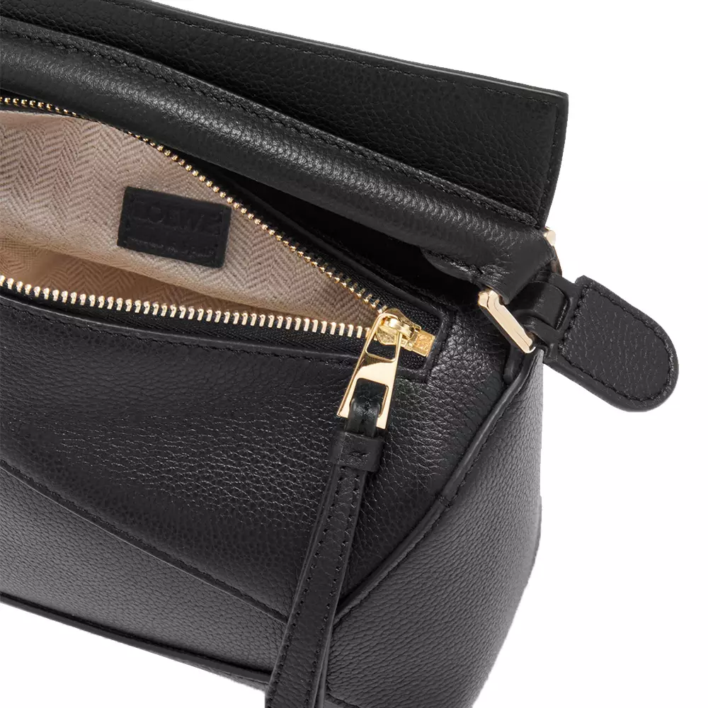 Mini Puzzle Edge Bag In Soft Grained Calfskin Black Ghw