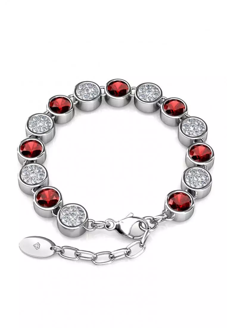 Myriad Birth Stone Bracelet January Garnet - Gelang Crystal Swarovski by Her Jewellery