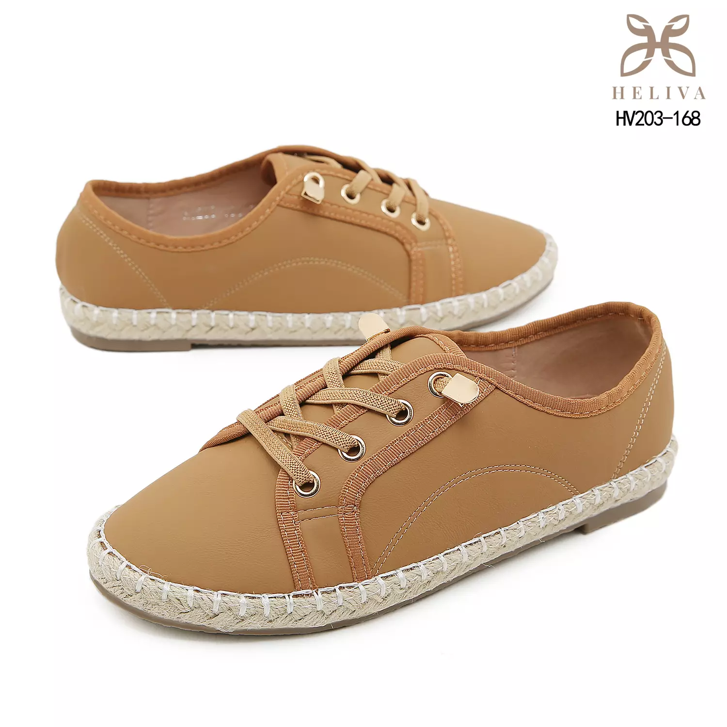HELIVA MILEN Sneakers Casual Wanita Sol Anyaman Espadrille dan Dekorasi Gold Chain HV203-186