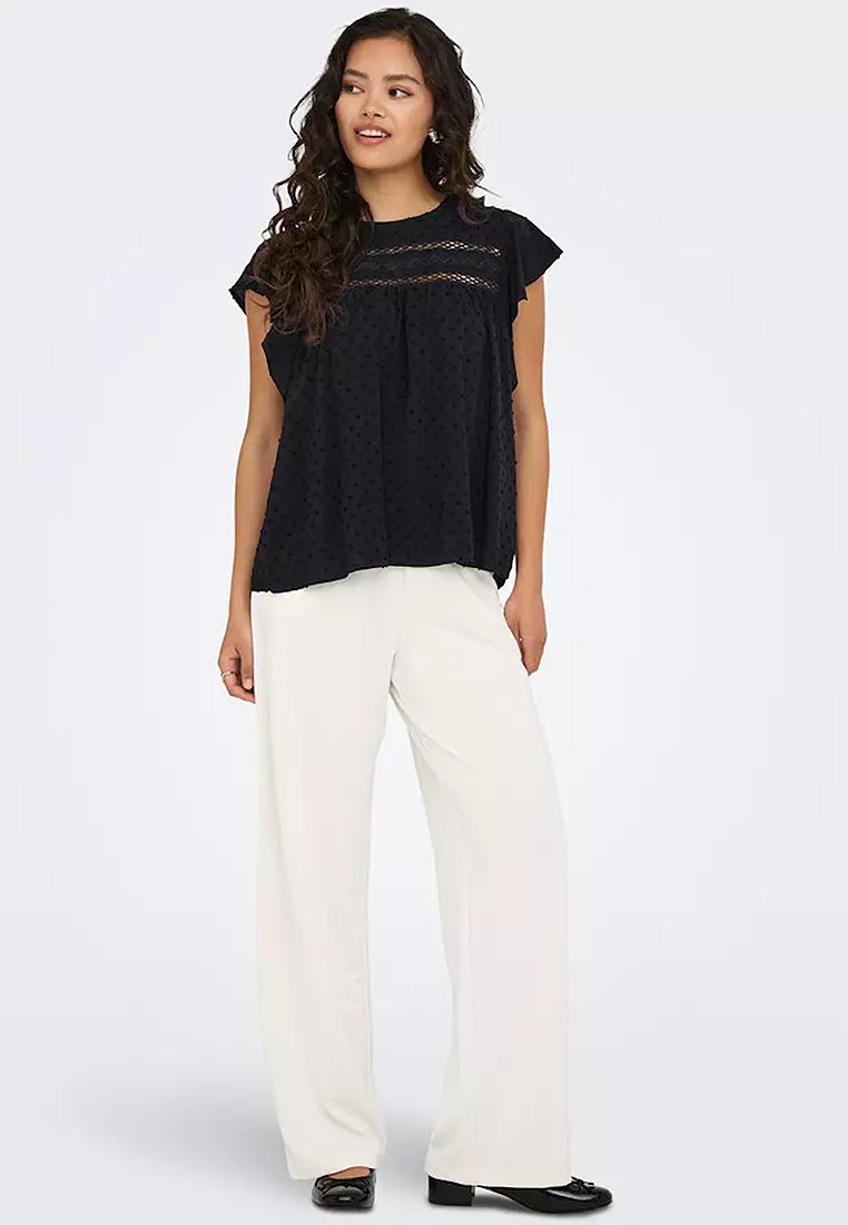 Short Sleeve Frill Woven Top