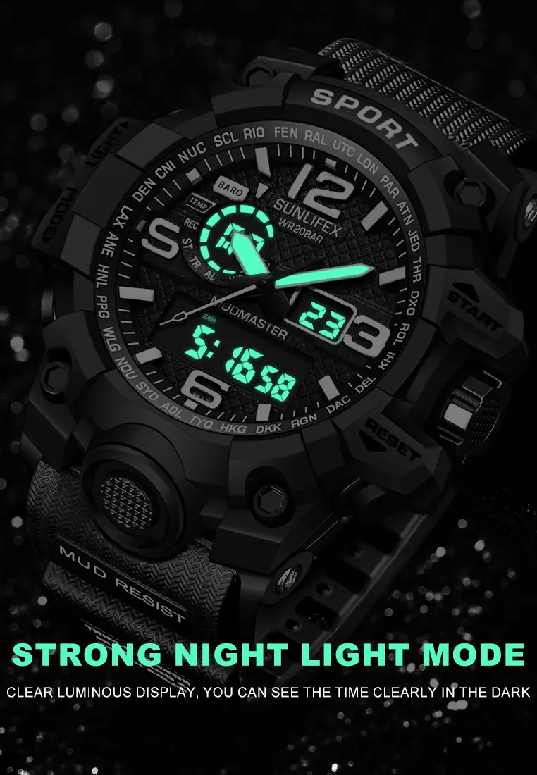 Jam Tangan Pria Digital Olahraga Kasual Tali Silikon Jam Tangan Cowok blackwhite