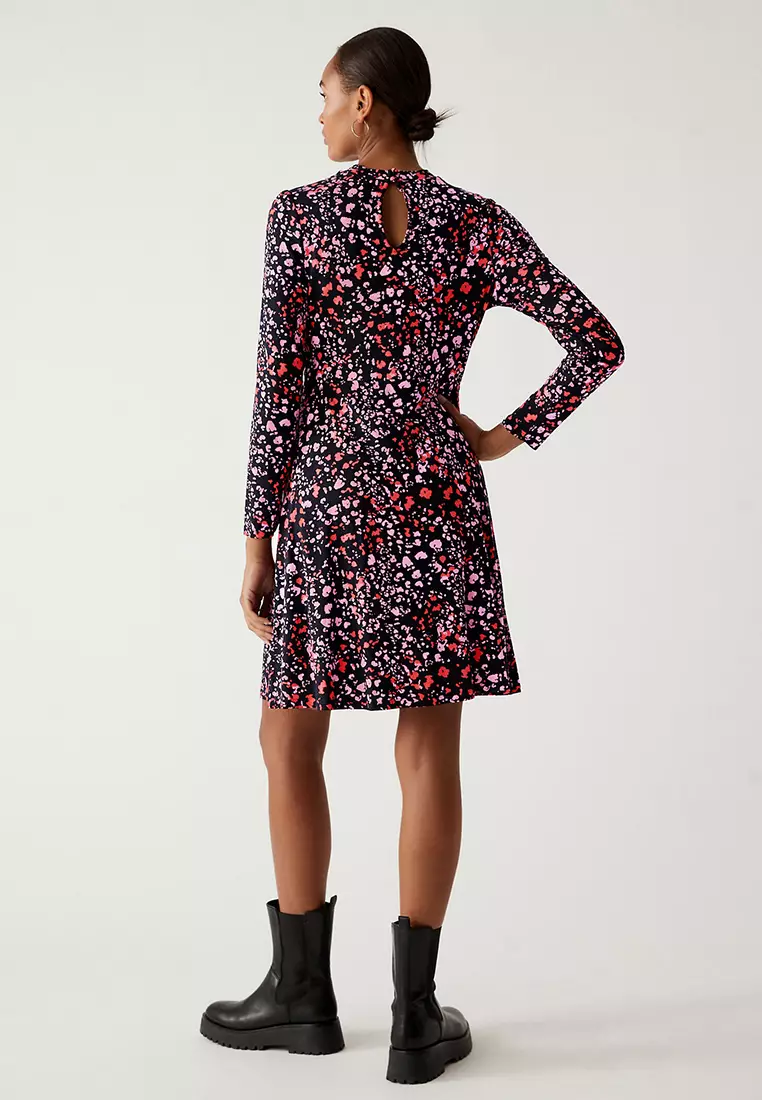 Jersey Printed High Neck Skater Dress