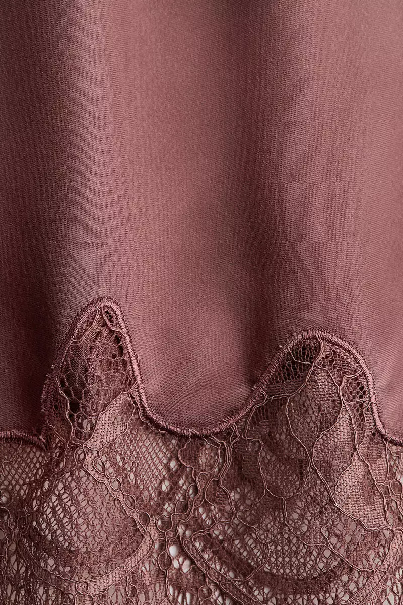 Lace-trimmed slip skirt