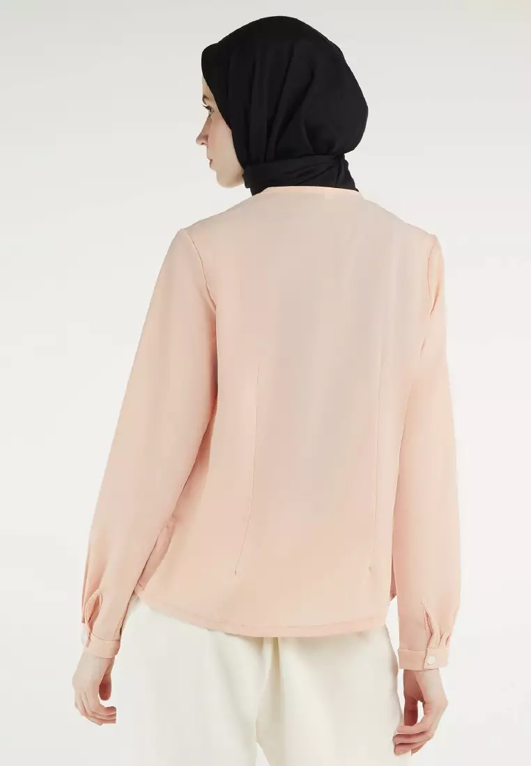 Mayonette Arumi Top - Baju Atasan Wanita Terbaru Kemeja Korean Style - Peach