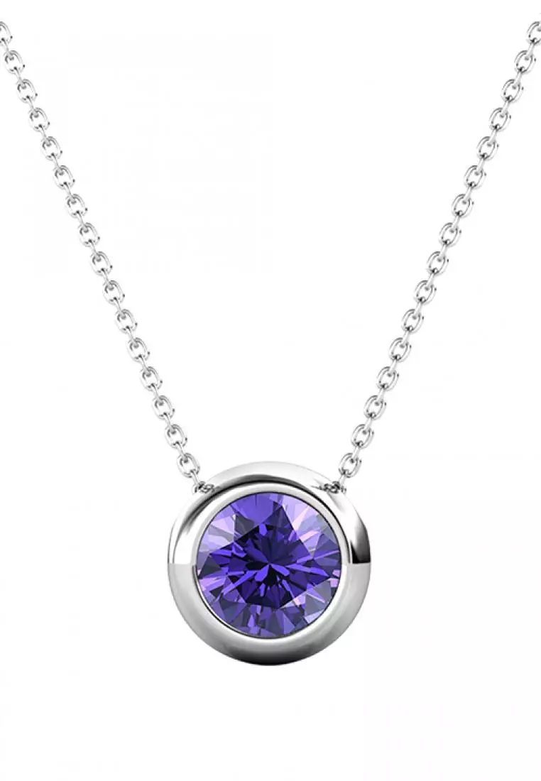 Birth Stone Moon Pendant February - Kalung Crystal Swarovski by Her Jewellery