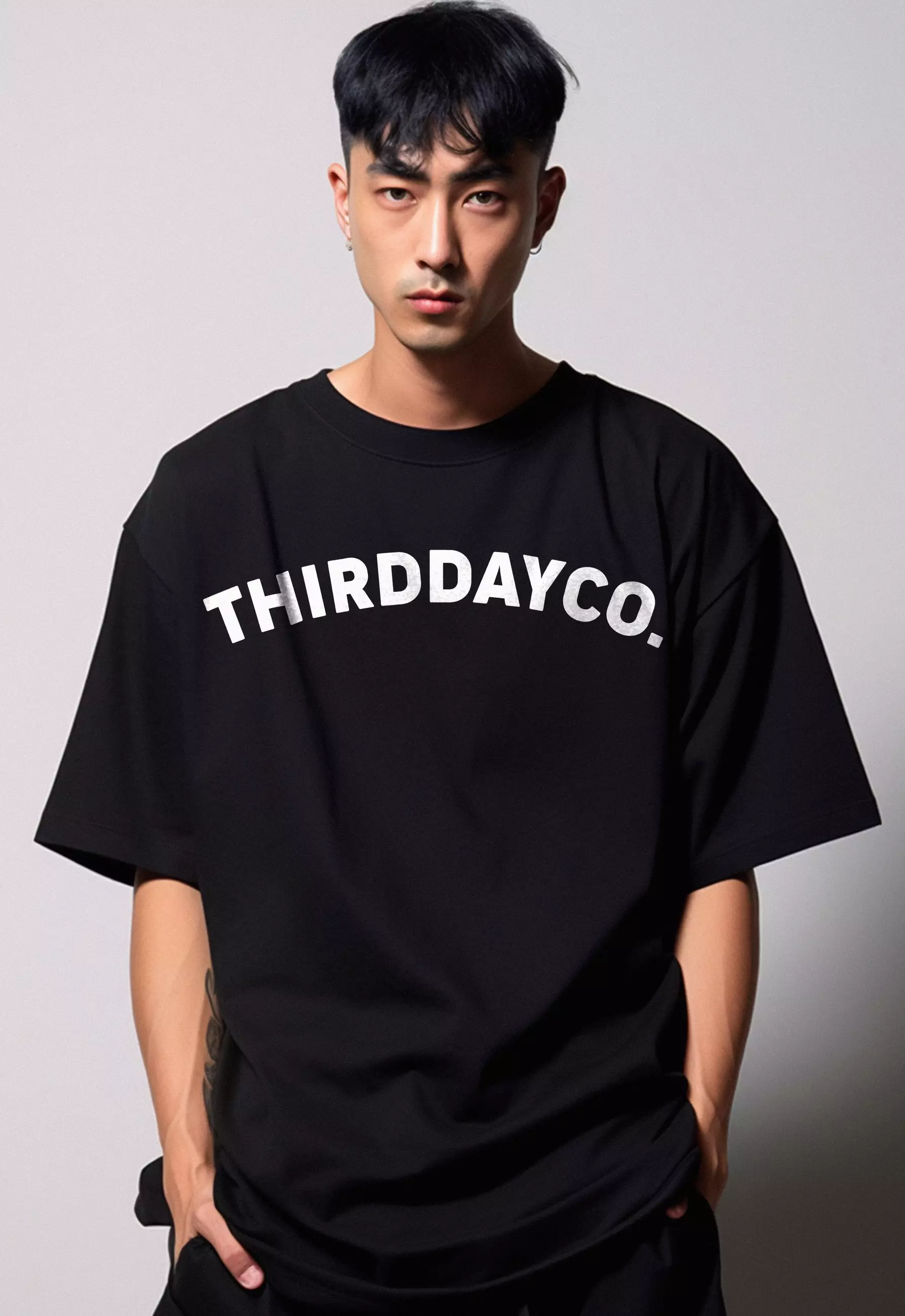 MTK02 Kaos Oversize Distro Pria Thirddayco Dateng Hitam