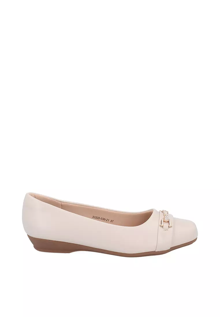 Carlo Rino Beige Gloss Accent Ballerinas