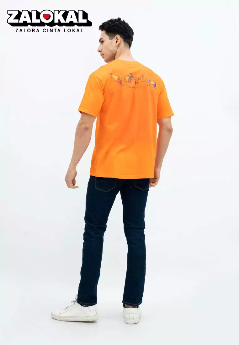 Houseofcuff T-shirt Kaos Motif Peta Indonesia Pendek Jingga Size S-4XL