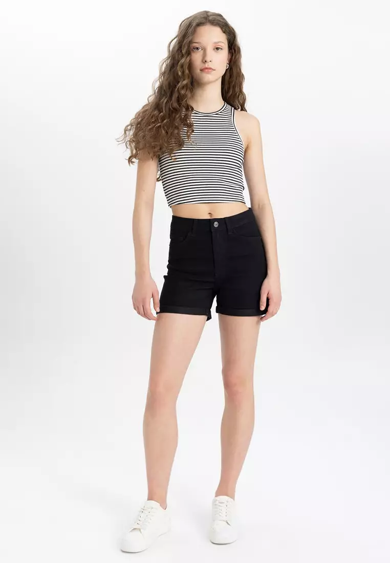 Roll Hem Denim Shorts