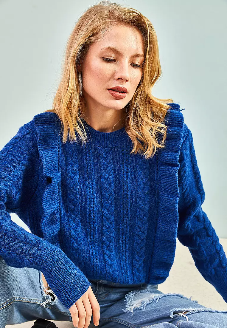 Openwork Ruffled Sweater