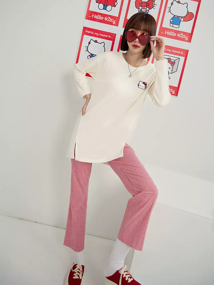 KITTY Printed Side-Slit Long Sweatshirt [IK0011]