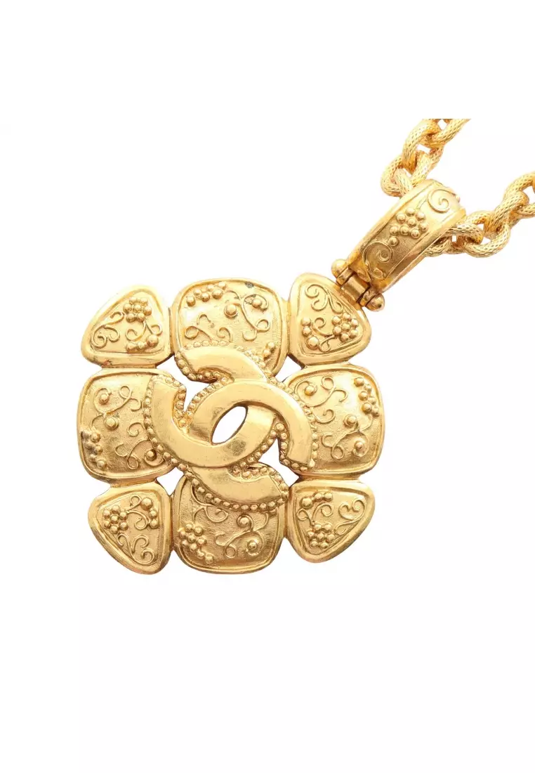 Buy Chanel Pre-Loved Chanel coco mark necklace GP gold 96A Online ...