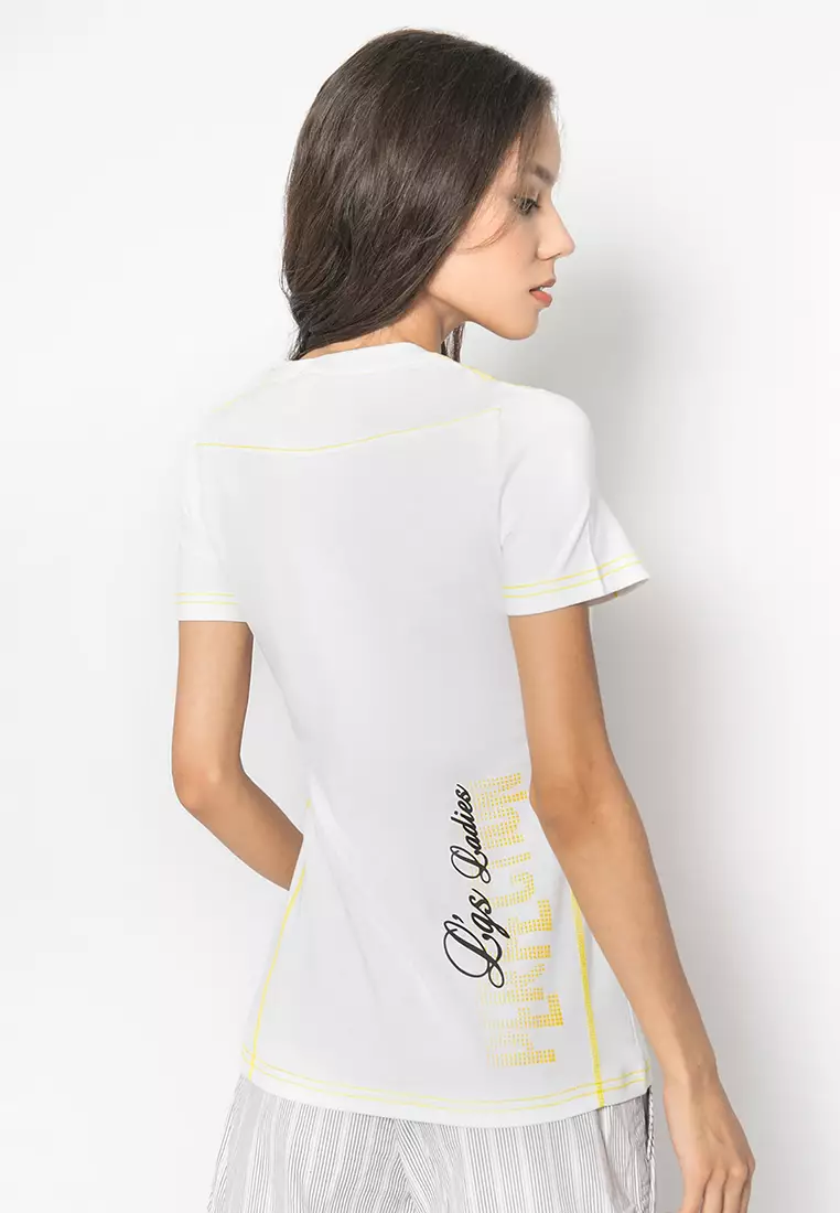 LGS - Kaos Wanita Warna Kuning Model Sablon LLTS.555.T725M.019.7C